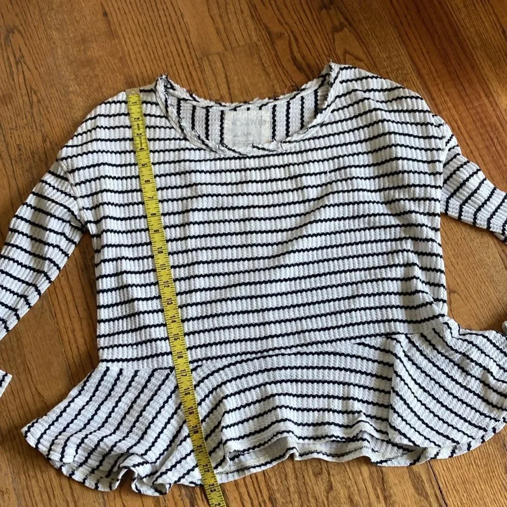 Free People We The Free Auntie Em Thermal Waffle Long Sleeve Top Peplum Size S